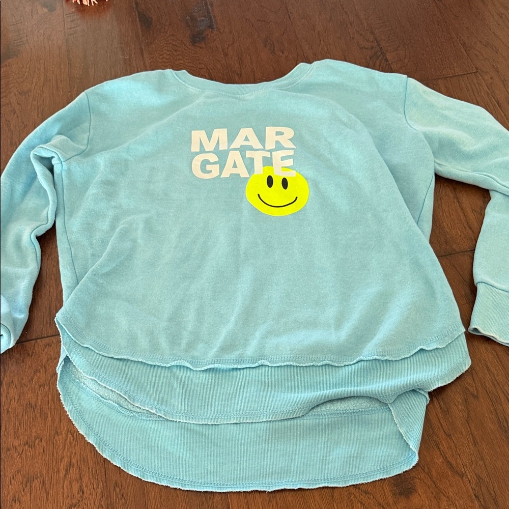 Ocean Drive Light Blue Sweatshirt with Smiley Face